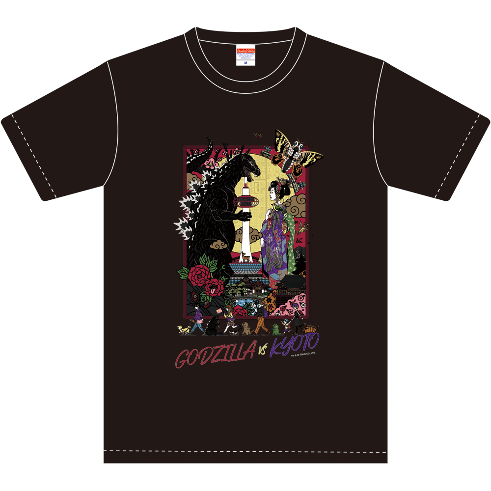 ゴジラVS京都 Tシャツ 黒 (XL)